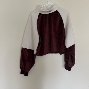 Plush velvet Maroon and White Sweatshirt